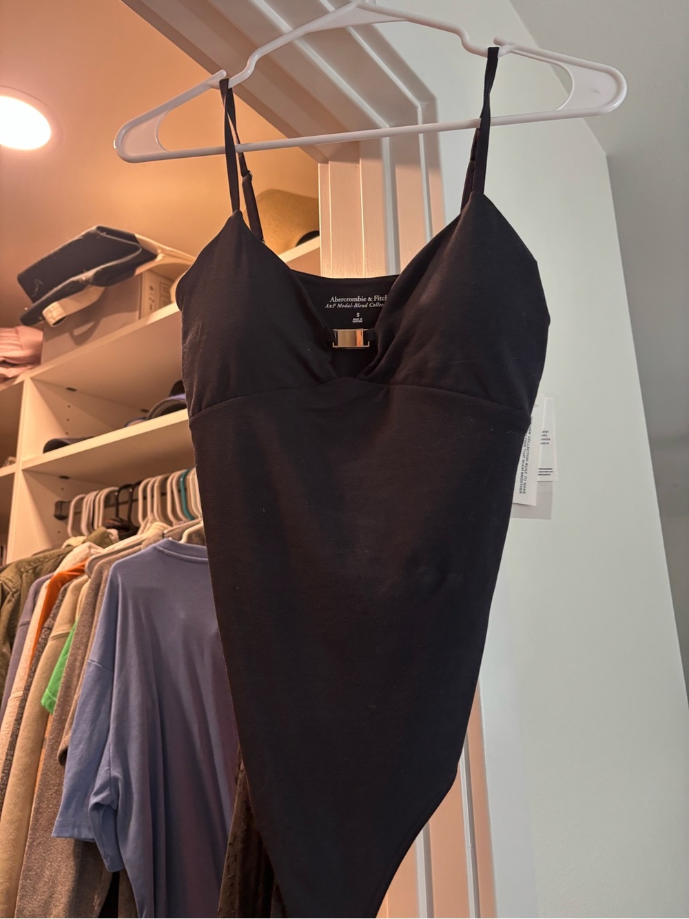 Abercrombie & Fitch Black V-Neck Spaghetti Strap Bodysuit